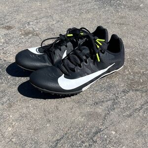 Nike Black and White Track Spikes with Neon Yellow Accents